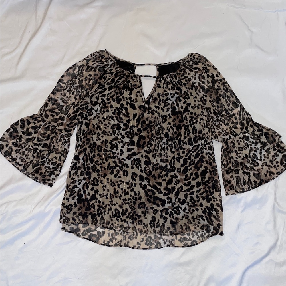 Leopard Print Cold-Shoulder Women’s Top - Brown/Black